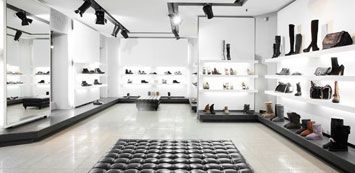 Interior of a fitted out shoe shop (retail space)