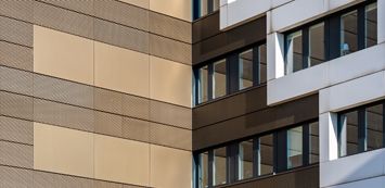Cladding on the outside of a modern building